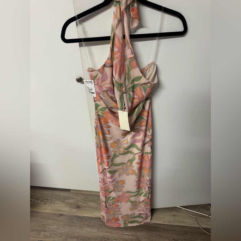 Floral Halter Dress - Pink Floral